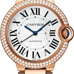 Cartier Ballon Bleu de Cartier Silver Dial Diamond 18kt Rose Gold Women’s Watch WJBB0067 36mm