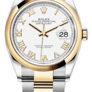 Rolex Datejust 36 Steel & Yellow Gold White Roman Dial Women’s Watch M126203-0030 36mm