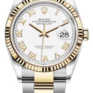 Rolex Datejust 36 Steel & Yellow Gold White Roman Dial Women’s Watch M126233-0030 36mm