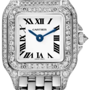 Cartier Panthere de Cartier Mini Quartz Silver Dial Diamond 18K White Gold Women’s Watch WJPN0046 25mm