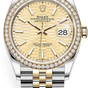 Rolex Datejust 36 Yellow Gold & Diamonds Golden Fluted-Motif Dial Women’s Watch M126283RBR-0025 36mm