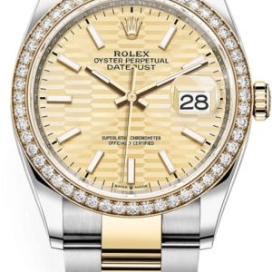 Rolex Datejust 36 Yellow Gold & Diamonds Golden Fluted-Motif Dial Women’s Watch M126283RBR-0026 36mm