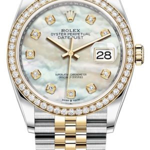 Rolex Datejust 36 Yellow Gold & Diamonds Mother of Pearl Diamond Dial Women’s Watch M126283RBR-0009 36mm