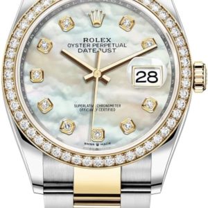 Rolex Datejust 36 Yellow Gold & Diamonds Mother-of-Pearl Diamond Dial Women’s Watch M126283RBR-0010 36mm