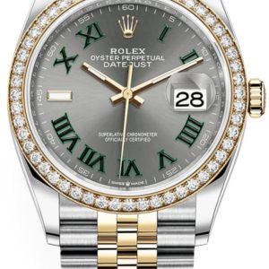 Rolex Datejust 36 Yellow Gold & Diamonds Slate Wimbledon Roman Dial Women’s Watch M126283RBR-0021 36mm