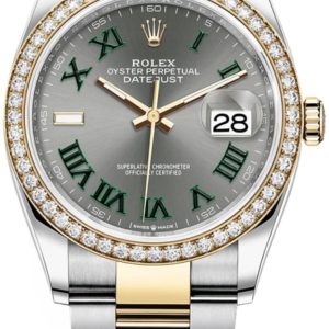 Rolex Datejust 36 Yellow Gold & Diamonds Slate Wimbledon Roman Dial Women’s Watch M126283RBR-0022 36mm