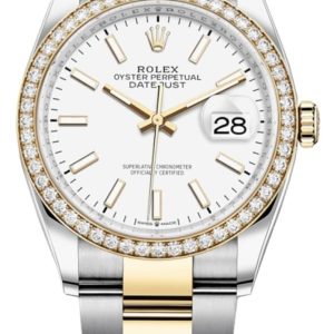 Rolex Datejust 36 Yellow Gold & Diamonds White Dial Women’s Watch M126283RBR-0006 36mm