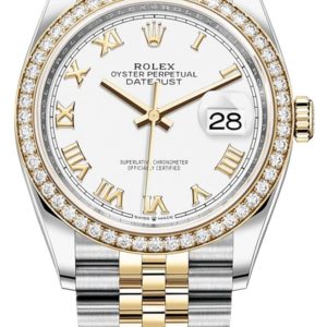 Rolex Datejust 36 Yellow Gold & Diamonds White Roman Dial Women’s Watch M126283RBR-0015 36mm
