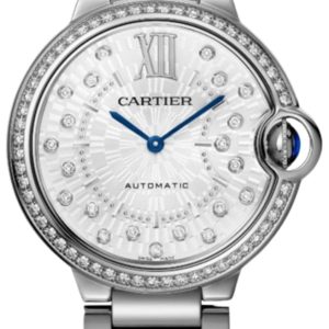 Cartier Ballon Bleu de Cartier Medium Automatic Silver Dial Diamond Bezel Steel Women’s Watch W4BB0036 36mm