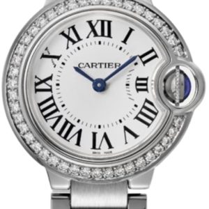 Cartier Ballon Bleu de Cartier Quartz White Dial Diamond Bezel Steel Women’s Watch W4BB0030 28mm