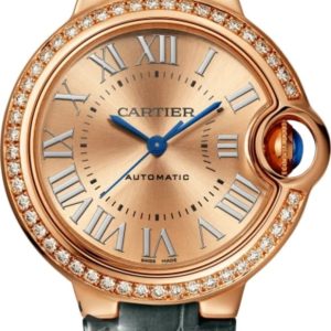 Cartier Ballon Bleu de Cartier Rose Gold Diamond Leather Strap Women’s Watch WJBB0076 33mm