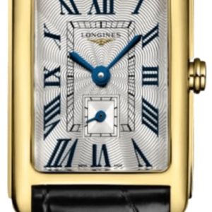 Longines DolceVita 32 mm Quartz Silver Dial 18K Yellow Gold Leather Strap Women’s Watch L5.255.6.71.0 32mm