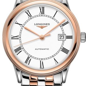 Longines Flagship Automatic White Dial Rose Gold Plated and Stainless Steel Unisex Watch L4.984.3.91.7 40mm