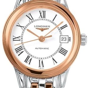 Longines Flagship Automatic 26mm White Dial Stainless Steel and Rose Gold PVD Women’s Watch L4.274.3.91.7 26mm