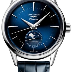 Longines Flagship Heritage Moonphase Blue Dial Leather Strap Men’s Watch L4.815.4.92.2 38.5mm