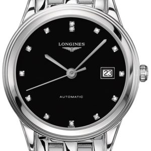 Longines Flagship Automatic Black Diamond Dial Stainless Steel Men’s Watch L4.974.4.57.6 38.5mm
