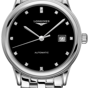 Longines Flagship Automatic Black Diamond Dial Stainless Steel Unisex Watch L4.984.4.57.6 40mm