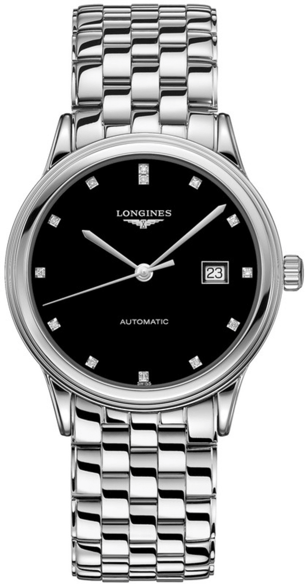 Longines Flagship Automatic Black Diamond Dial Stainless Steel Unisex Watch L4.984.4.57.6 40mm