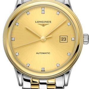 Longines Flagship Automatic Champagne Diamond Dial Yellow Gold Plated and Stainless Steel Unisex Watch L4.984.3.37.7 40mm