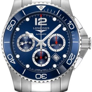 Longines HydroConquest Automatic Chronograph 43mm Blue Dial Stainless Steel Men’s Watch L3.883.4.96.6 43mm