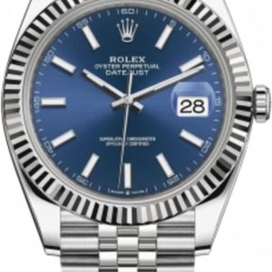 Rolex Datejust 41 Steel & White Gold Blue Index Dial Jubilee Bracelet Men’s Watch M126334-0002 41mm