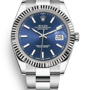 Rolex Datejust 41 Steel & White Gold Blue Stick Dial Men’s Watch M126334-0001 41mm