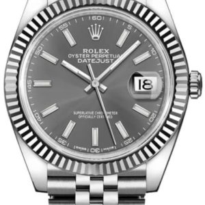 Rolex Datejust 41 Steel & White Gold Fluted Bezel Slate Dial Jubilee Men’s Watch M126334-0014 41mm