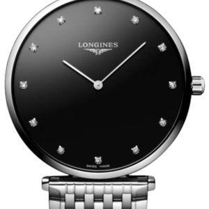 Longines La Grande Classique Quartz Black Diamond Dial Steel Unisex Watch L4.866.4.58.6 38mm