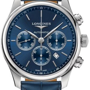 Longines Master Automatic Chronograph Blue Dial Blue Leather Strap Men’s Watch L2.859.4.92.0 44mm