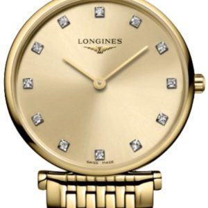 Longines La Grande Classique Quartz Yellow Gold Diamond Dial Steel Women’s Watch L4.512.2.37.8 29mm
