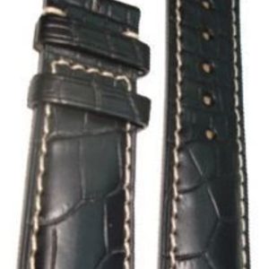 Longines Leather 21-18mm Black Alligator Strap with White Stitching Men’s Strap L682120178 18mm