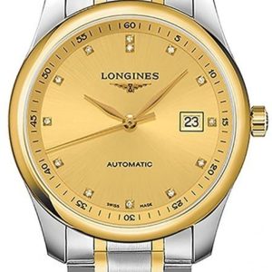 Longines Master Collection Automatic 40mm Champagne Dial Diamond Yellow Gold Plated and Stainless Steel Men’s Watch L2.793.5.37.7 40mm