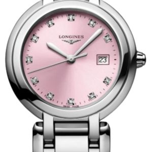 Longines Primaluna Quartz 30mm Pink Diamond Dial Steel Women’s Watch L8.122.4.99.6 30mm