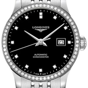 Longines Record Automatic Diamond Steel Women’s Watch L2.321.0.57.6 30mm
