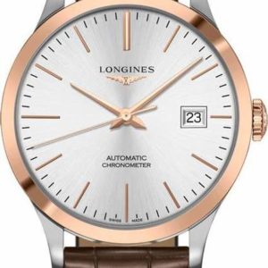 Longines Record Automatic Silver Dial Brown Leather Strap Men’s Watch L2.821.5.72.2 40mm