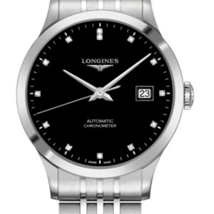 Longines Record Black Diamond Dial Stainless Steel Men’s Watch L2.821.4.57.6 40mm