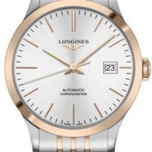Longines Record Silver Dial Stainless Steel and Rose Gold Men’s Watch L2.821.5.72.7 40mm