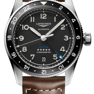 Longines Spirit Zulu Time Black Dial Leather Strap Men’s Watch L3.802.4.53.2 39mm