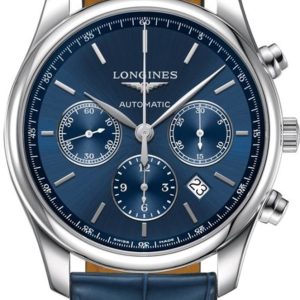 Longines Master Collection Automatic 42mm Blue Chronograph Dial Blue Leather Strap Men’s Watch L2.759.4.92.0 42mm