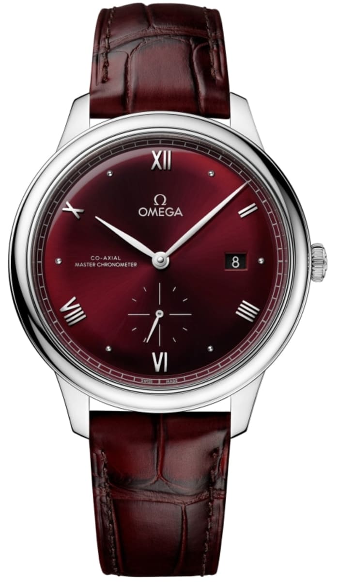 Omega De Ville Prestige Co-Axial Master Chronometer Small Seconds 41mm Burgundy Dial Leather Strap Men’s Watch 434.13.41.20.11.001 41mm