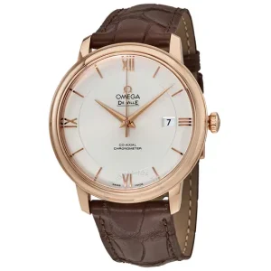 Omega Deville Co-Axial 18kt Rose Gold Automatic Silver Dial Men’s Watch 42453402002001 39.5mm