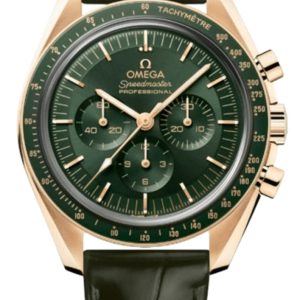Omega Speedmaster Moonwatch Professional Manual Winding Chronograph Green Dial Green Leather Strap Yellow Gold Men’s Watch 310.63.42.50.10.001 42mm Luxury Edition