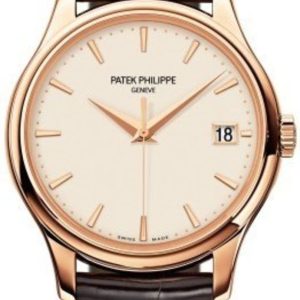 Patek Philippe Calatrava Ivory Dial Brown Leather Strap Men’s Watch 5227R-001 39mm