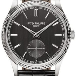 Patek Philippe Calatrava Small Seconds Grey Dial Leather Strap Men’s Watch 6119G-001 39mm