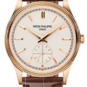 Patek Philippe Calatrava Small Seconds Silvery Grained Dial Leather Strap Men’s Watch 6119R-001 39mm