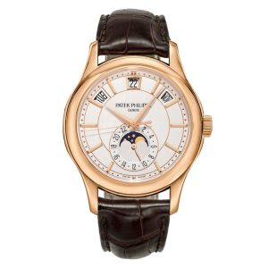 Patek Philippe Annual Calendar Moonphase Rose Gold Brown Leather Men’s Watch 5205R-001 40mm Luxury Edition