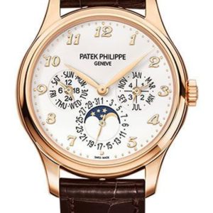 Patek Philippe Grand Complications Perpetual Calendar Rose Gold Brown Leather Men’s Watch 5327R-001 39mm