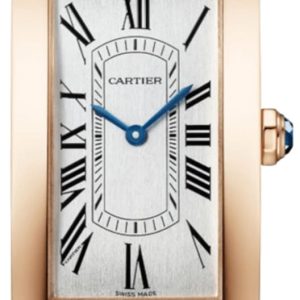 Cartier Tank Americaine Large Automatic Silver Dial 18K Rose Gold Grey Leather Strap Women’s Watch WGTA0134 44.4mm
