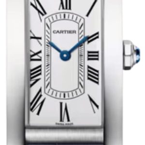 Cartier Tank Americaine Quartz Small White Dial Blue Leather Strap Women’s Watch WSTA0082 35.4mm