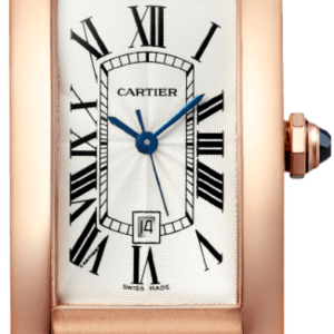 Cartier Tank Americaine Silver Dial Rose Gold Leather Strap Unisex Watch WGTA0046 41.6mm